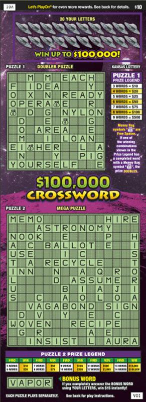 $100,000 CROSSWORD Ticket Art