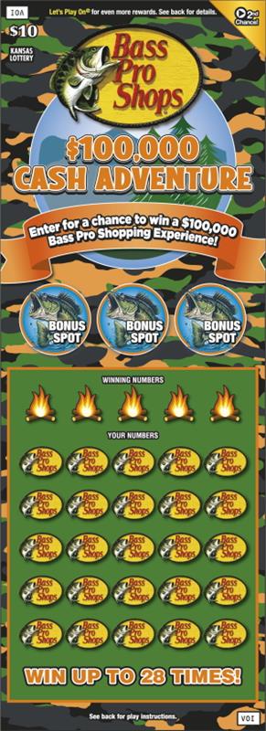 $100,000 CASH ADVENTURE Ticket Art