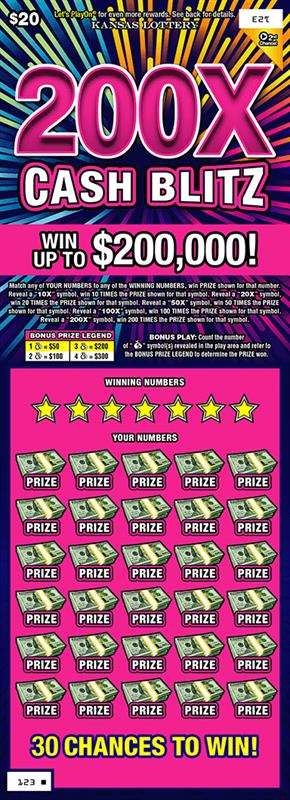 200X CASH BLITZ Ticket Art